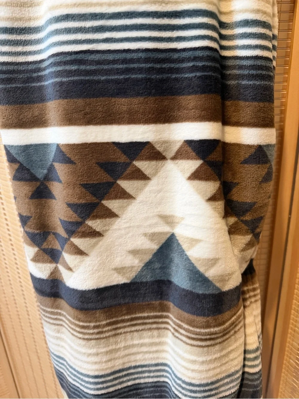 Wrangler Southwestern Geometric Plush Throw in Brown, Cream & Black